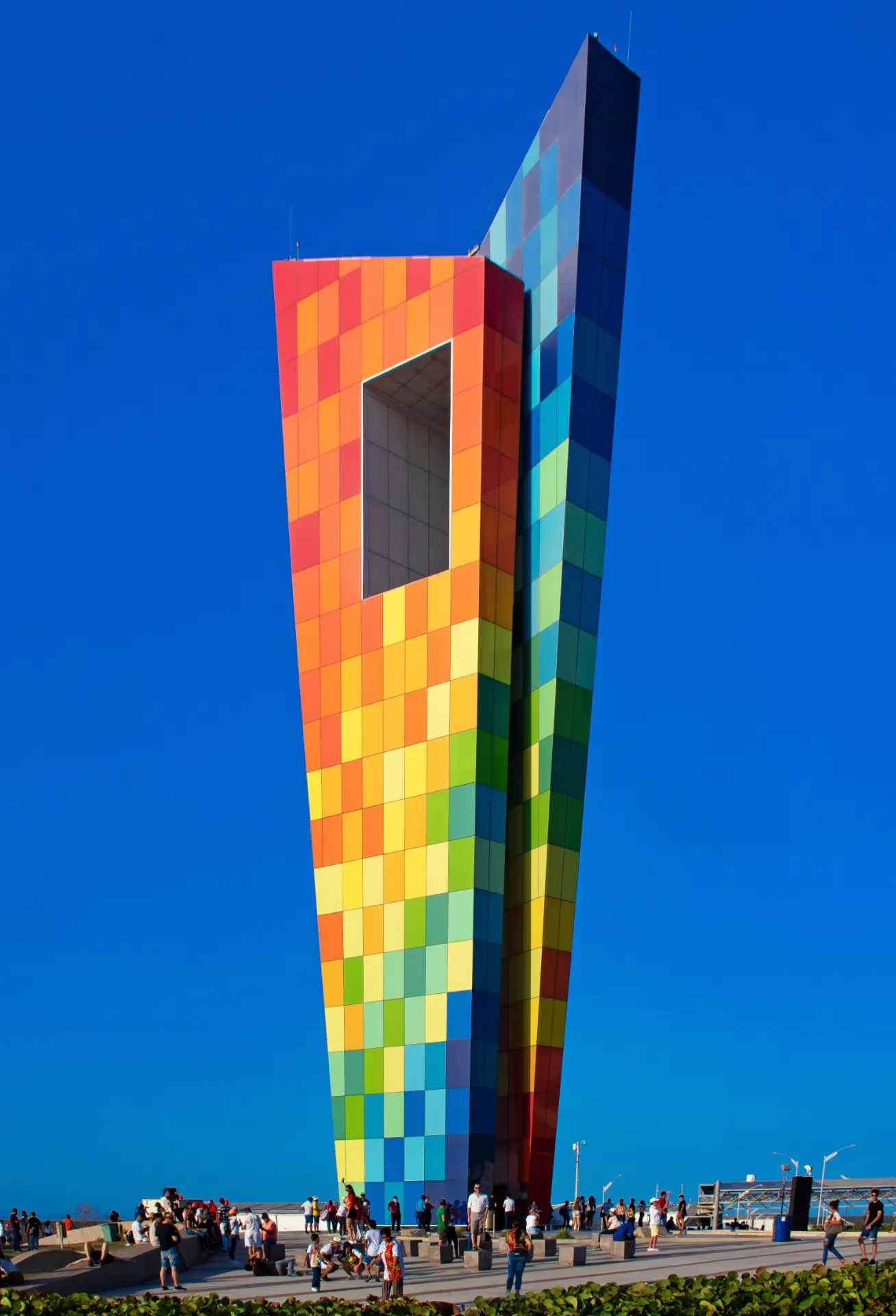 The colorful Ventana al Mundo tower in Barranquilla
